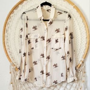 Zara Novelty Horse Print Button Down Shirt